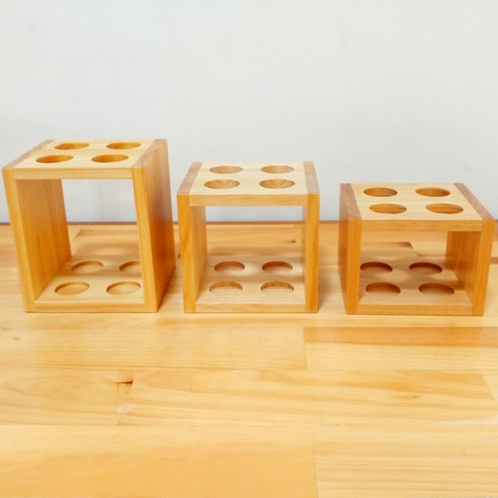 Rak Kayu Sample Tube ? 34 mm Lubang 4 Size S, Natural