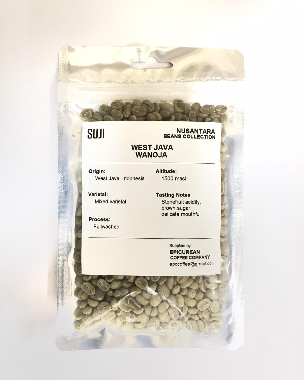 Green Bean Coffee Arabica, Jawa, Wanoja Fullwashed, 125 gr