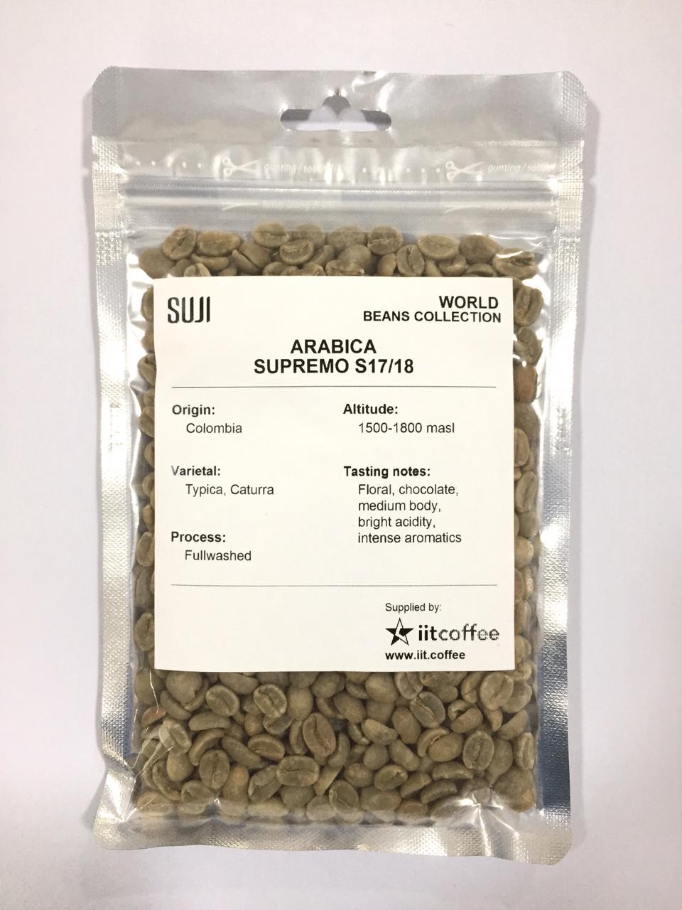 Green Bean Coffee Arabica, Colombia, Supremo S17/18 125 gr