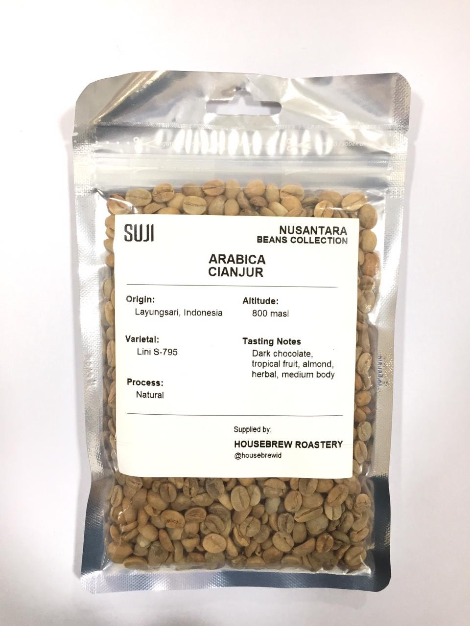 Green Bean Coffee Arabica, Jawa, Cianjur Natural 125 gr
