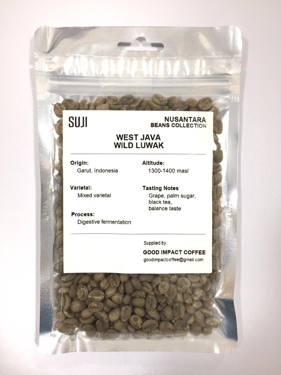 Green Bean Coffee Arabica, Jawa, Luwak Garut 100 gr